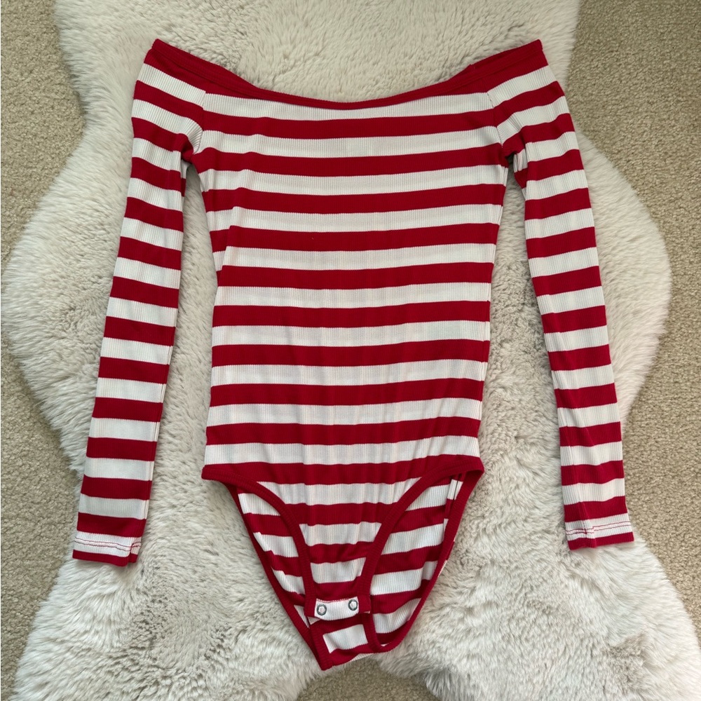 Denim & Supply Ralph Lauren Red and White Striped Bodysuit